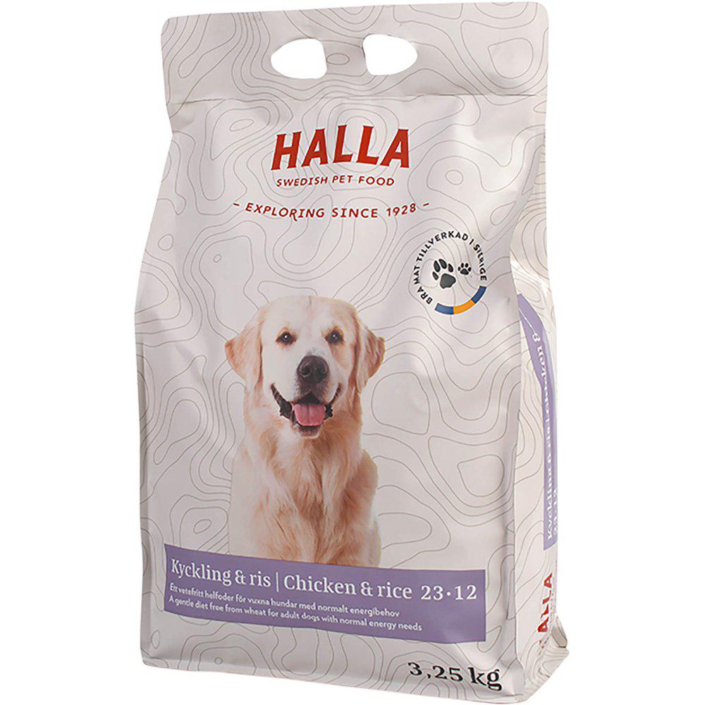 Halla Hundfoder Kyckling & Ris 23-12 3.25kg