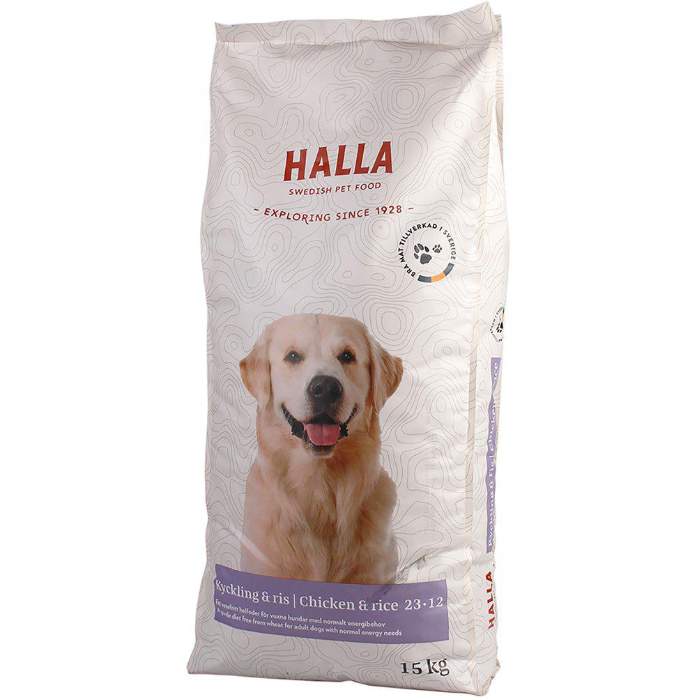 Halla Hundfoder Kyckling & Ris 23-12 15kg